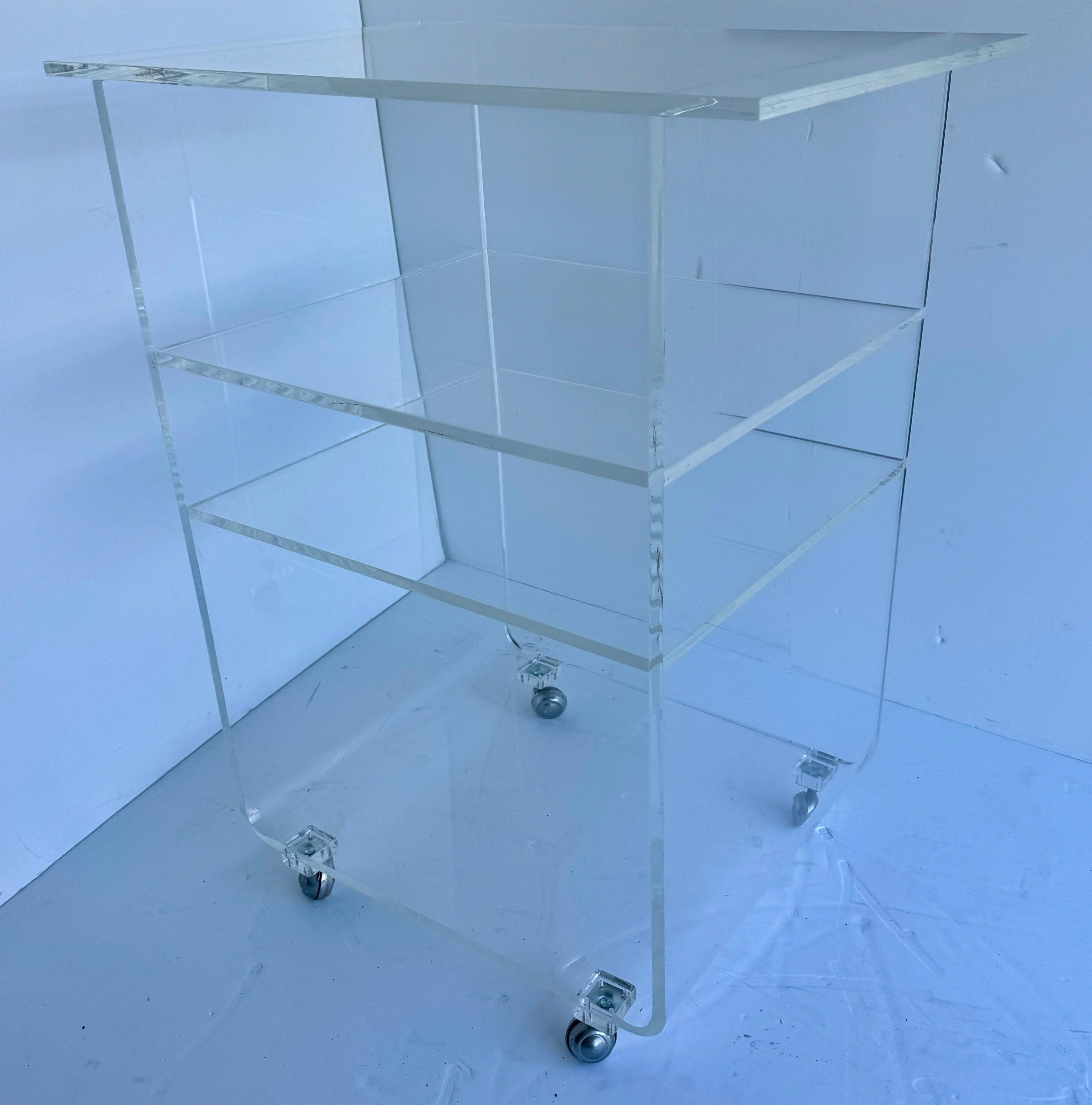 Mid-Century Modern Four Tier Bar Cart in Thick Lucite For Sale 7
