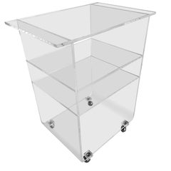 Mid-Century Modern Four Tier Bar Cart in Thick Lucite