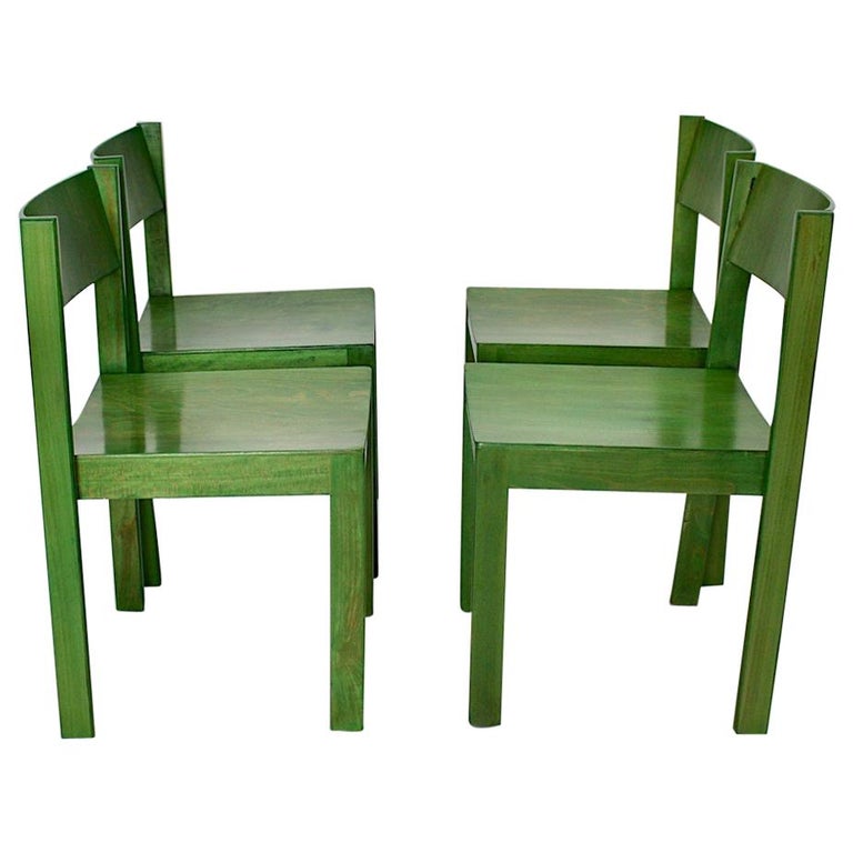 Mid-Century Modern Four Vintage Green Beech Dining Chairs, circa 1956,  Austria For Sale at 1stDibs | vintage green dining chairs, green mid  century dining chairs, mid century green dining chairs