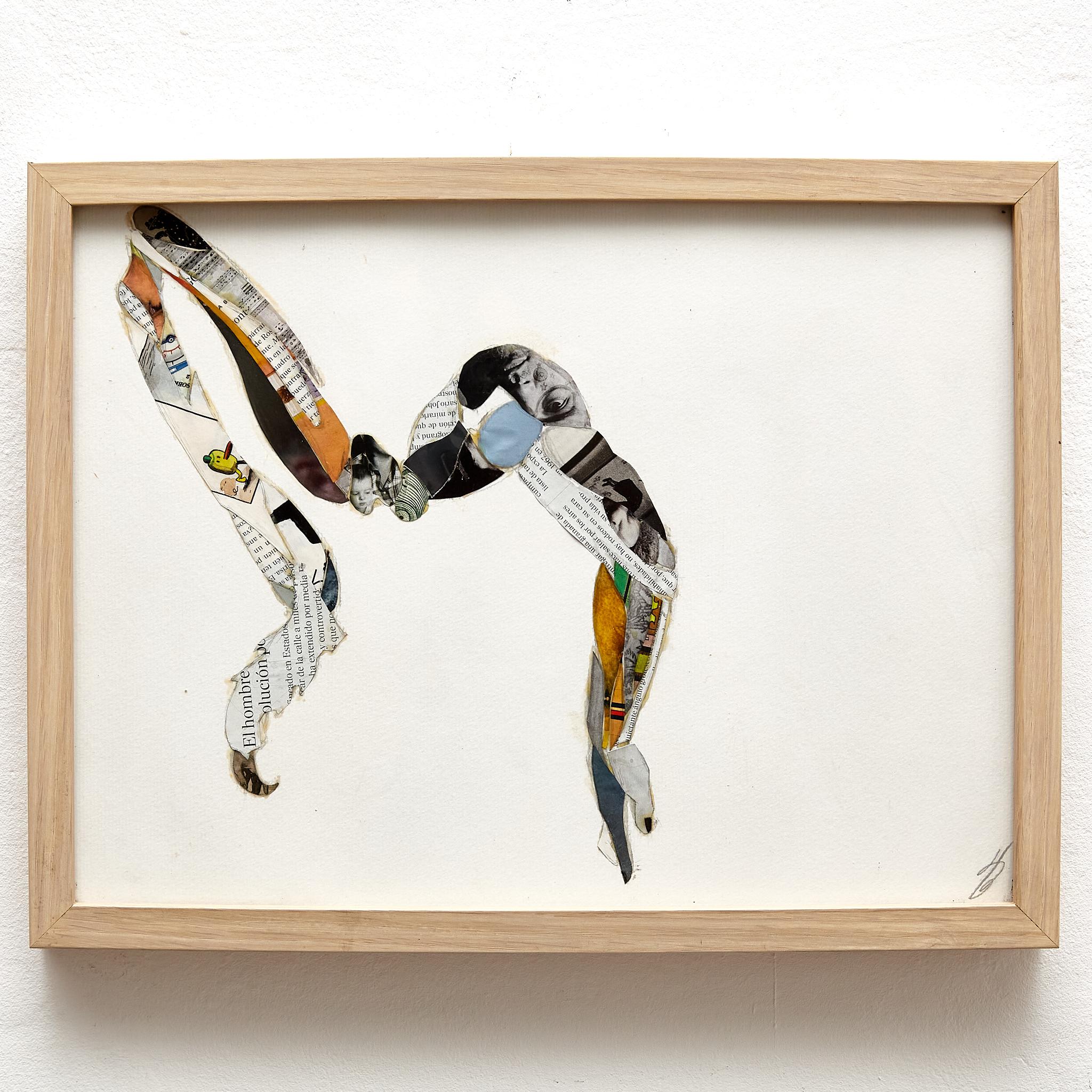 Gerahmte abstrakte Collage, Moderne der Mitte des Jahrhunderts (Ende des 20. Jahrhunderts) im Angebot