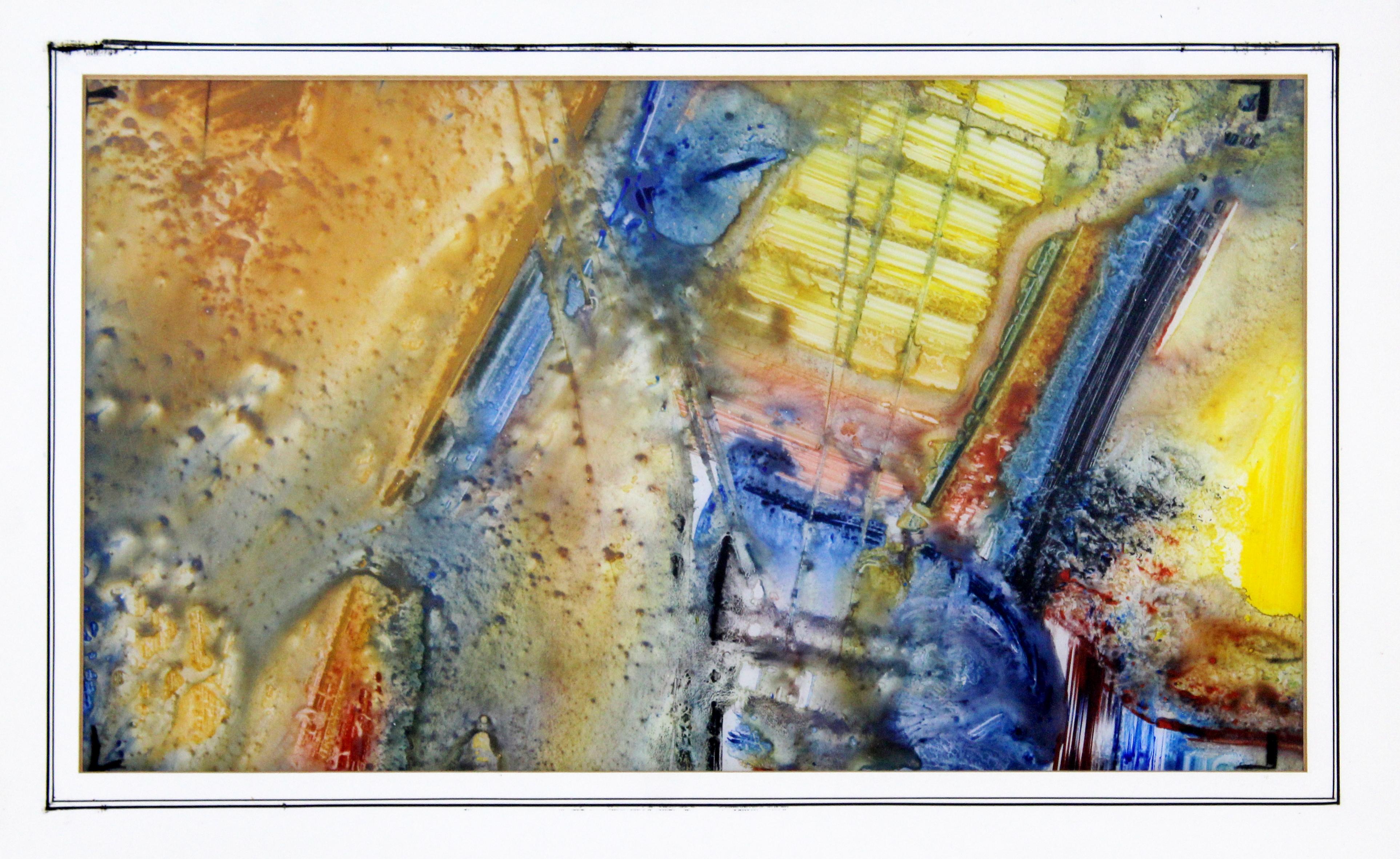 For your consideration is a magnificent, framed, abstract encaustic diptych painting, signed by Ljubo Biro. In excellent condition. The dimensions of the frame are 22.5
