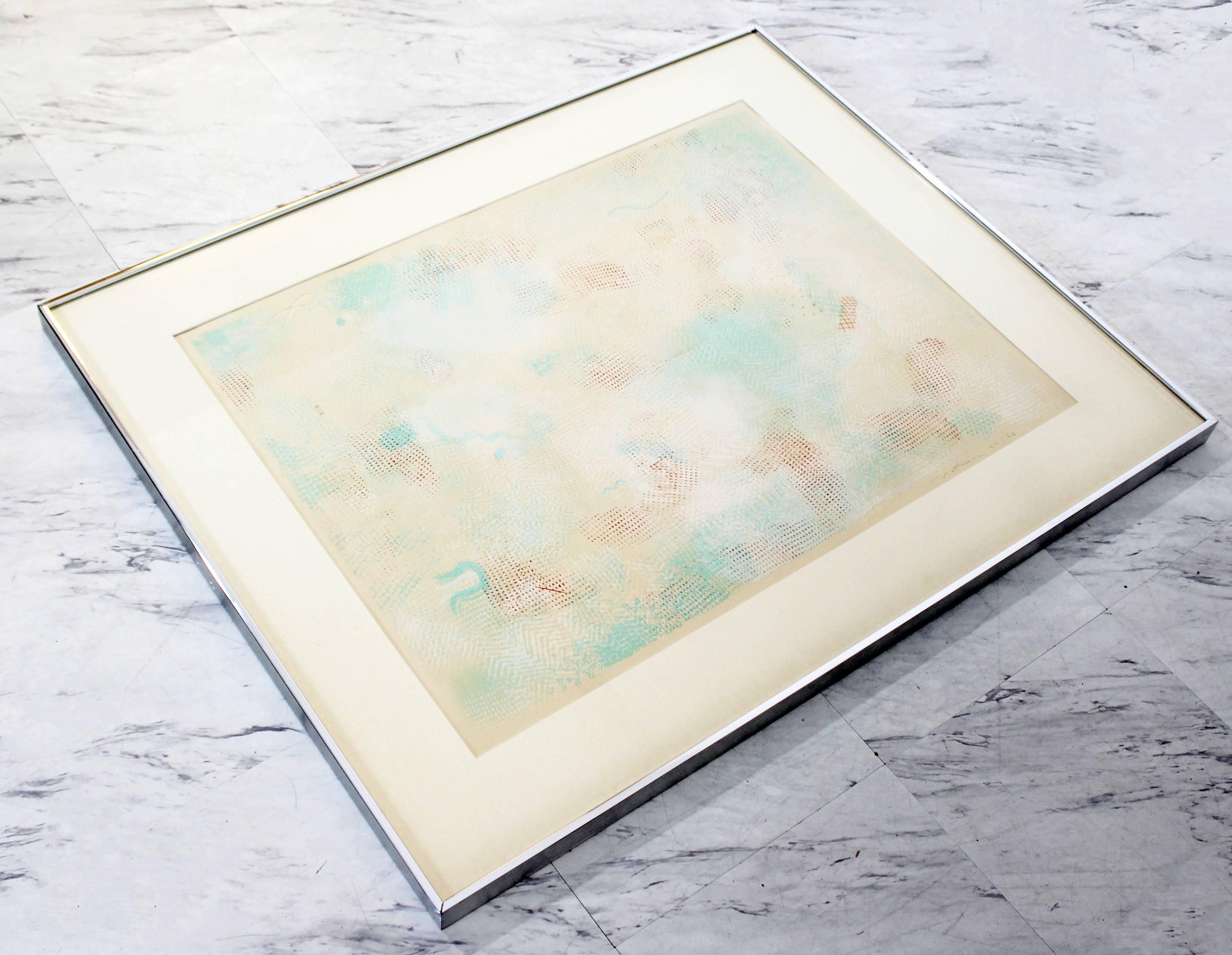 American Mid-Century Modern Framed Abstract Litho Robert Natkin Dated 1970s