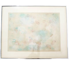 Mid-Century Modern Framed Abstract Litho Robert Natkin Dated 1970s