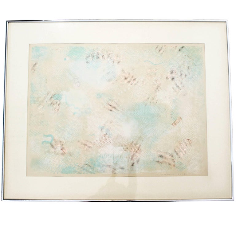 Mid-Century Modern Framed Abstract Litho Robert Natkin Dated 1970s For Sale