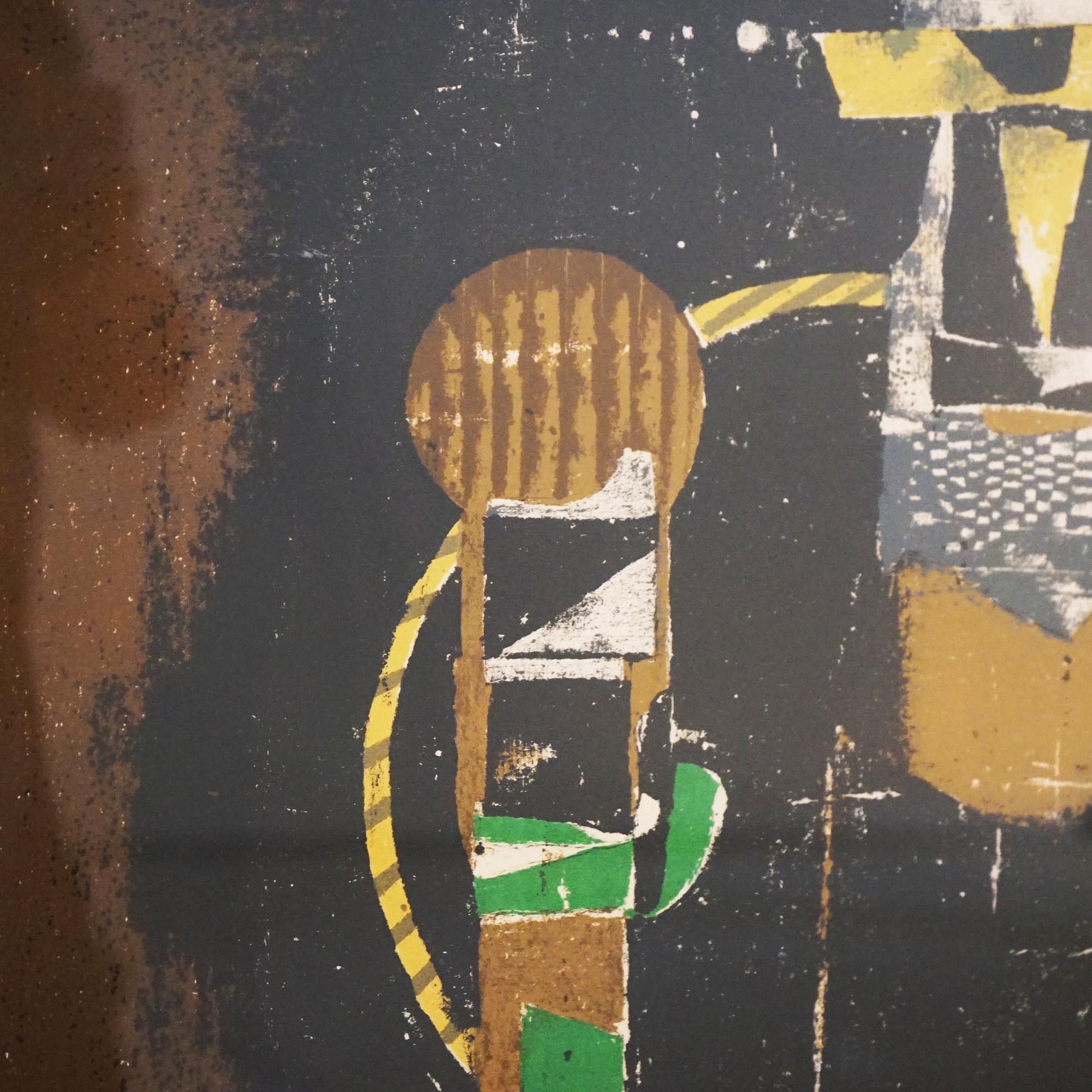 Hand-Painted Mid Century Modern Framed Abstract Oil On Canvas Painting, Artist Signed, 20thC For Sale