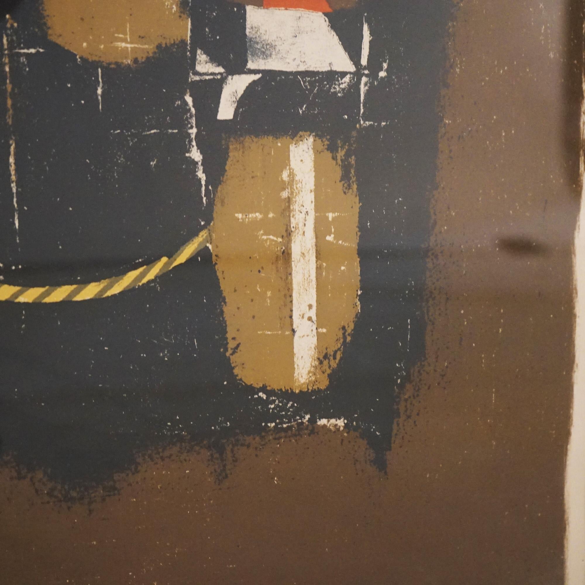 Mid Century Modern Framed Abstract Oil On Canvas Painting, Artist Signed, 20thC In Good Condition For Sale In Big Flats, NY