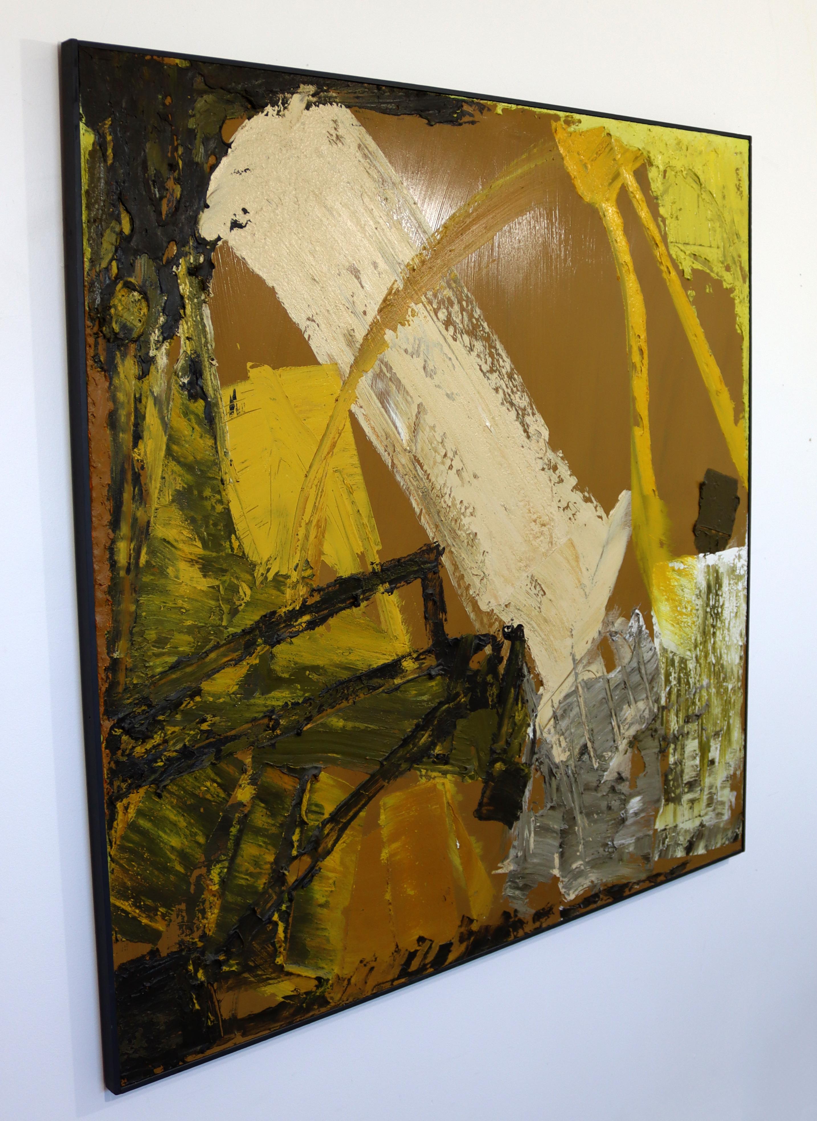 For your consideration is a brilliant, framed, abstract oil on canvas painting, signed by Mildred Friedman. In excellent condition. The dimensions are 48.5