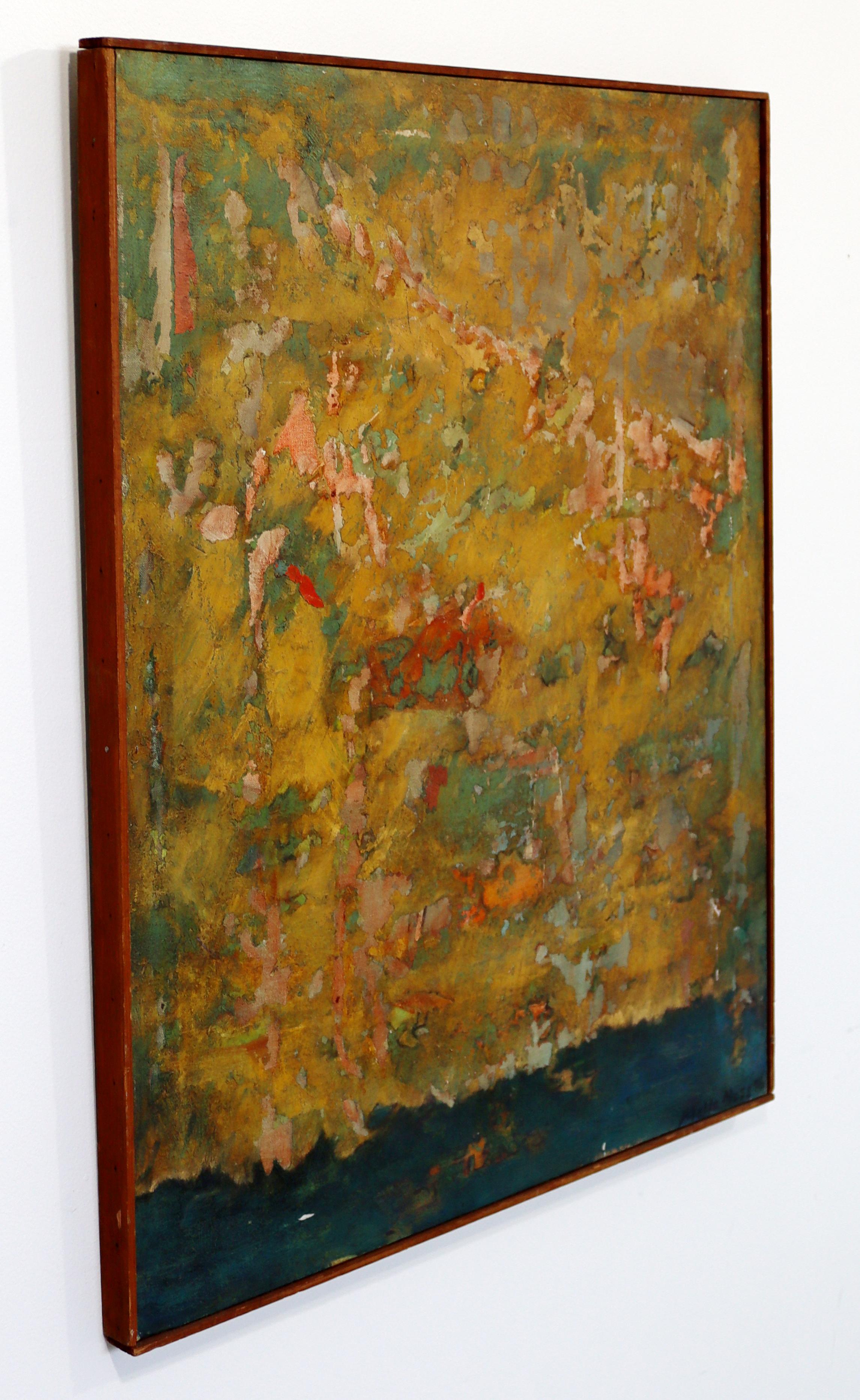 For your consideration is a stunning, framed, abstract oil on canvas painting, signed by Mable Moss, circa the 1960s. In very good vintage condition. The dimensions are 24.5