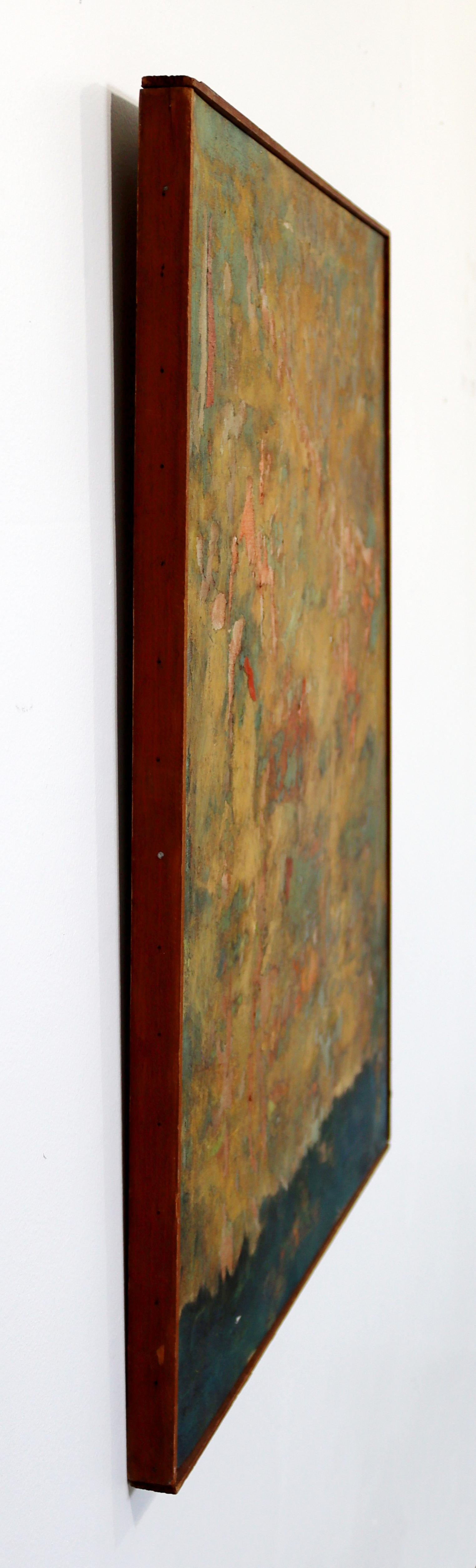 Mid-Century Modern Framed Abstract Oil Painting on Canvas Signed Mable Moss 60s In Good Condition In Keego Harbor, MI