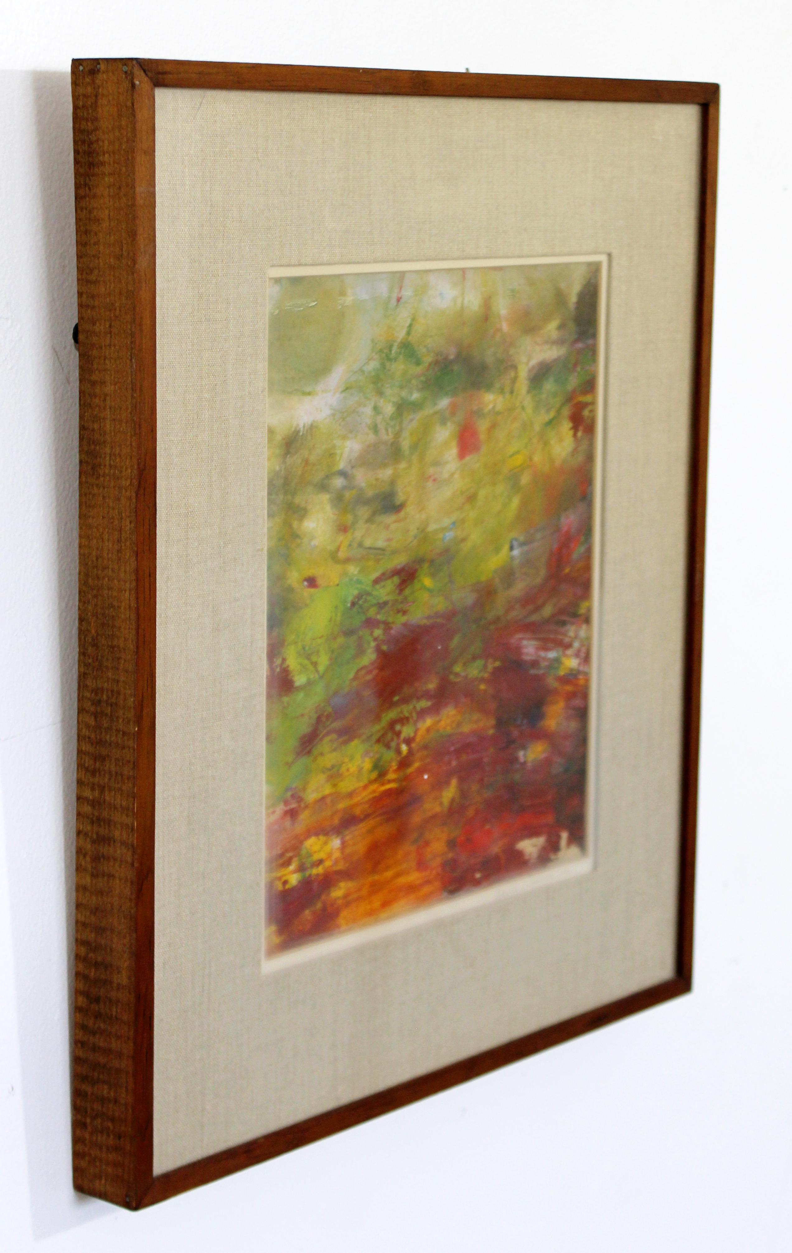 Mid-Century Modern Framed Abstract Oil Painting Signed Marjorie Sullivan, 1960s In Good Condition In Keego Harbor, MI