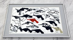 Impression abstraite encadrée:: moderne du milieu du siècle Boom Boom signée Arman et numérotée:: 1966