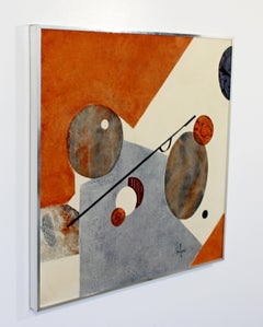 Mid-Century Modern Framed Acrylic Canvas Painting Signed Greg Hawthorne, 1974