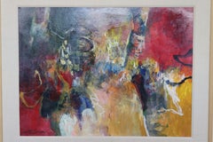 Mid-Century Modern Framed Acrylic Painting Canvas Signed Harold Larsen, 1970s