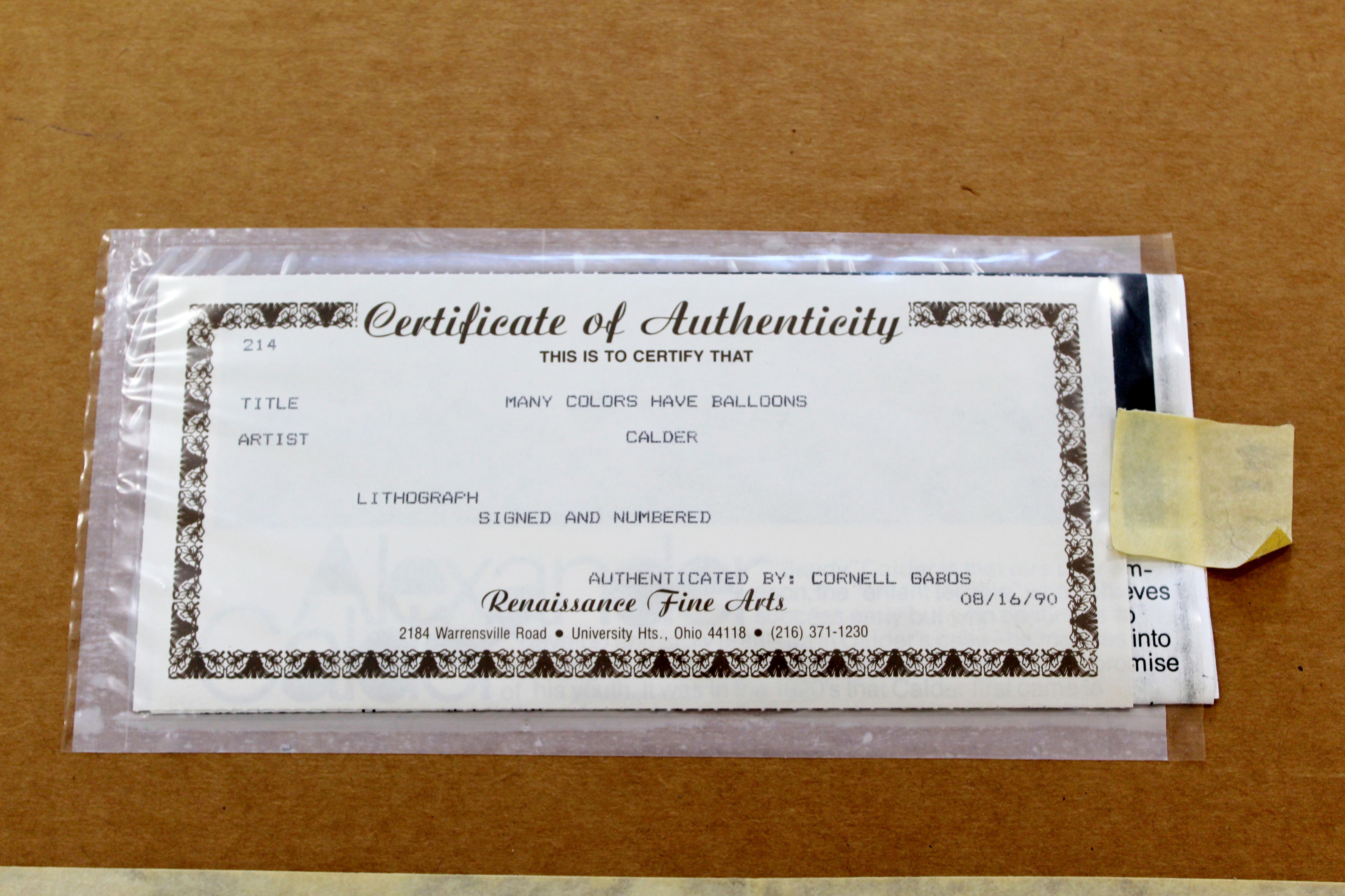 Mid-Century Modern Framed Alexander Calder Balloon Lithograph Signed AP In Good Condition In Keego Harbor, MI