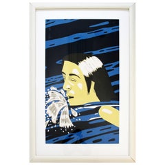 Mid-Century Modern Framed AP Serigraph Olympic Swimmer Alex Katz Signed, 1970s