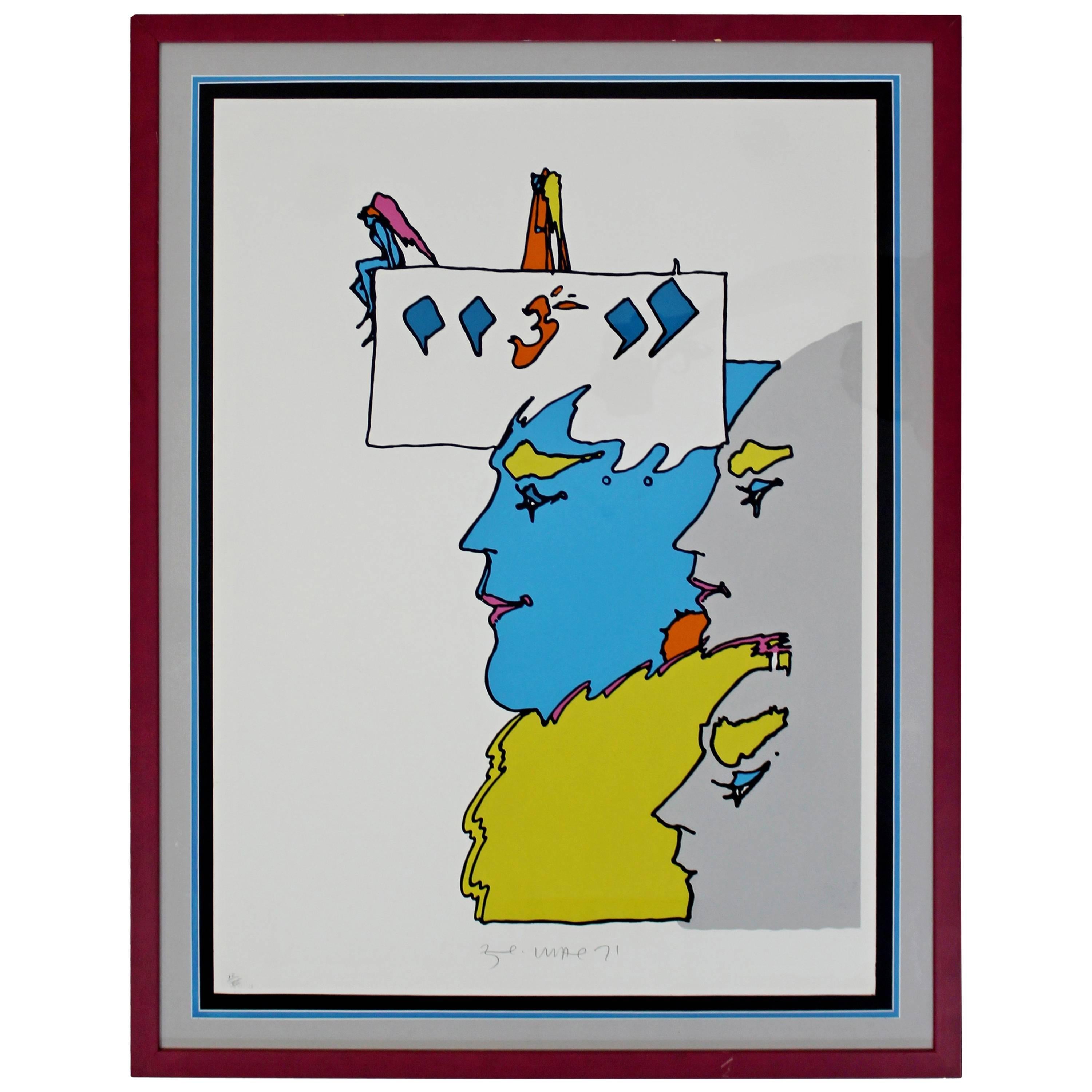 Mid-Century Modern Framed AP the Thought of God Peter Max Signed Numbered, 1971