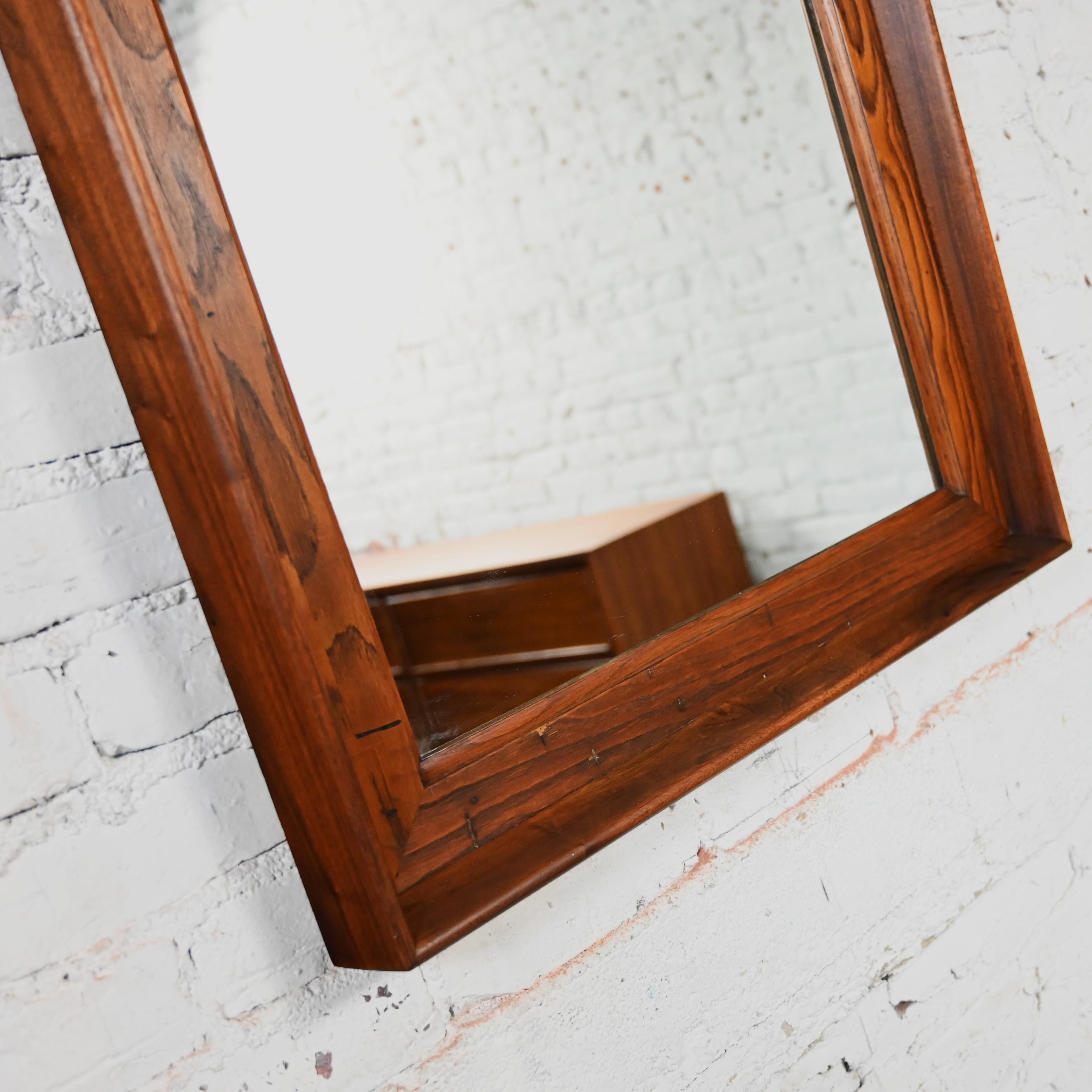 Mid Century Modern Framed Arch Mirror by Dillingham Pecky Cypress Walnut Trim For Sale 8