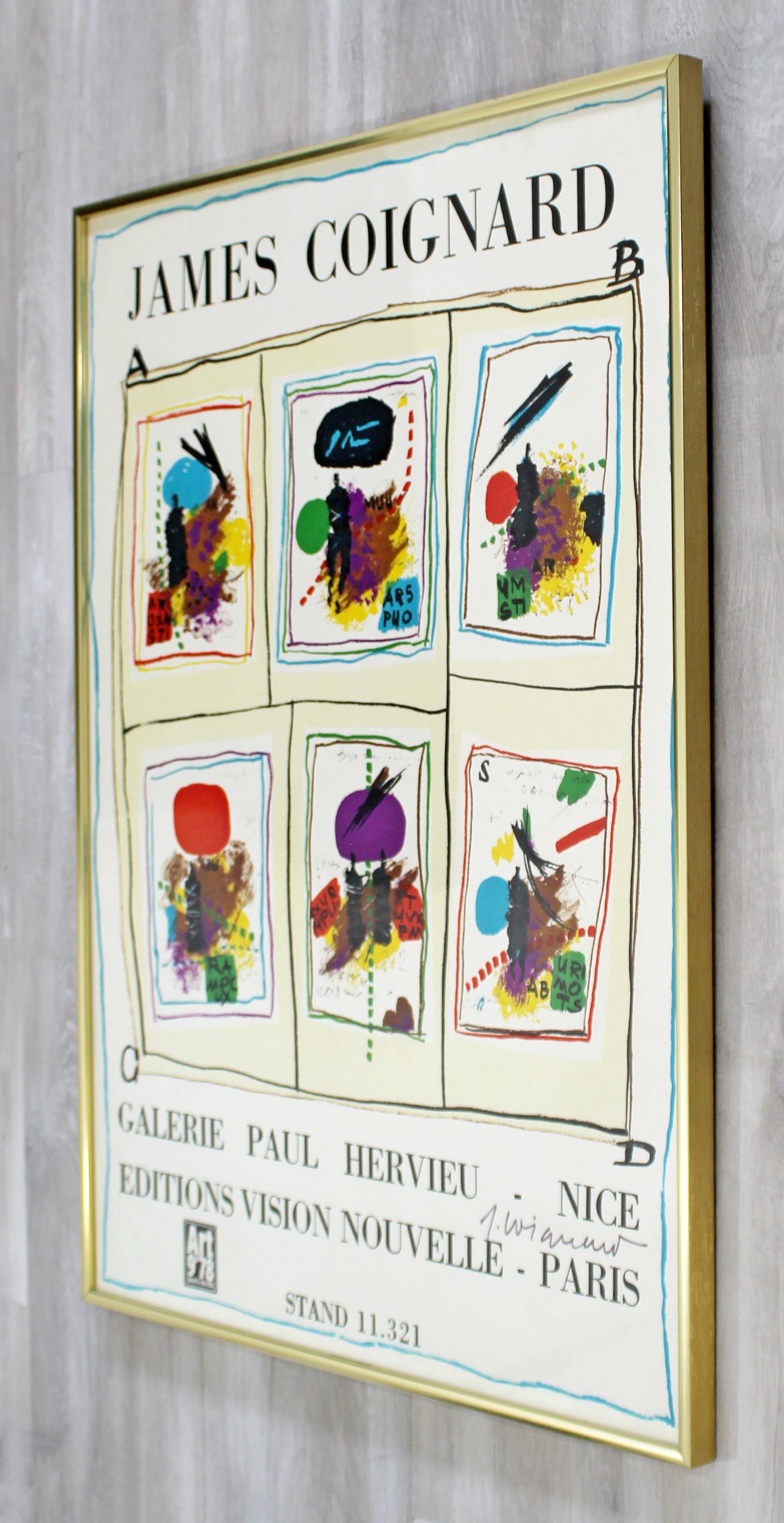 Late 20th Century Mid-Century Modern Framed Art Poster Signed by James Coignard, 1978 For Sale