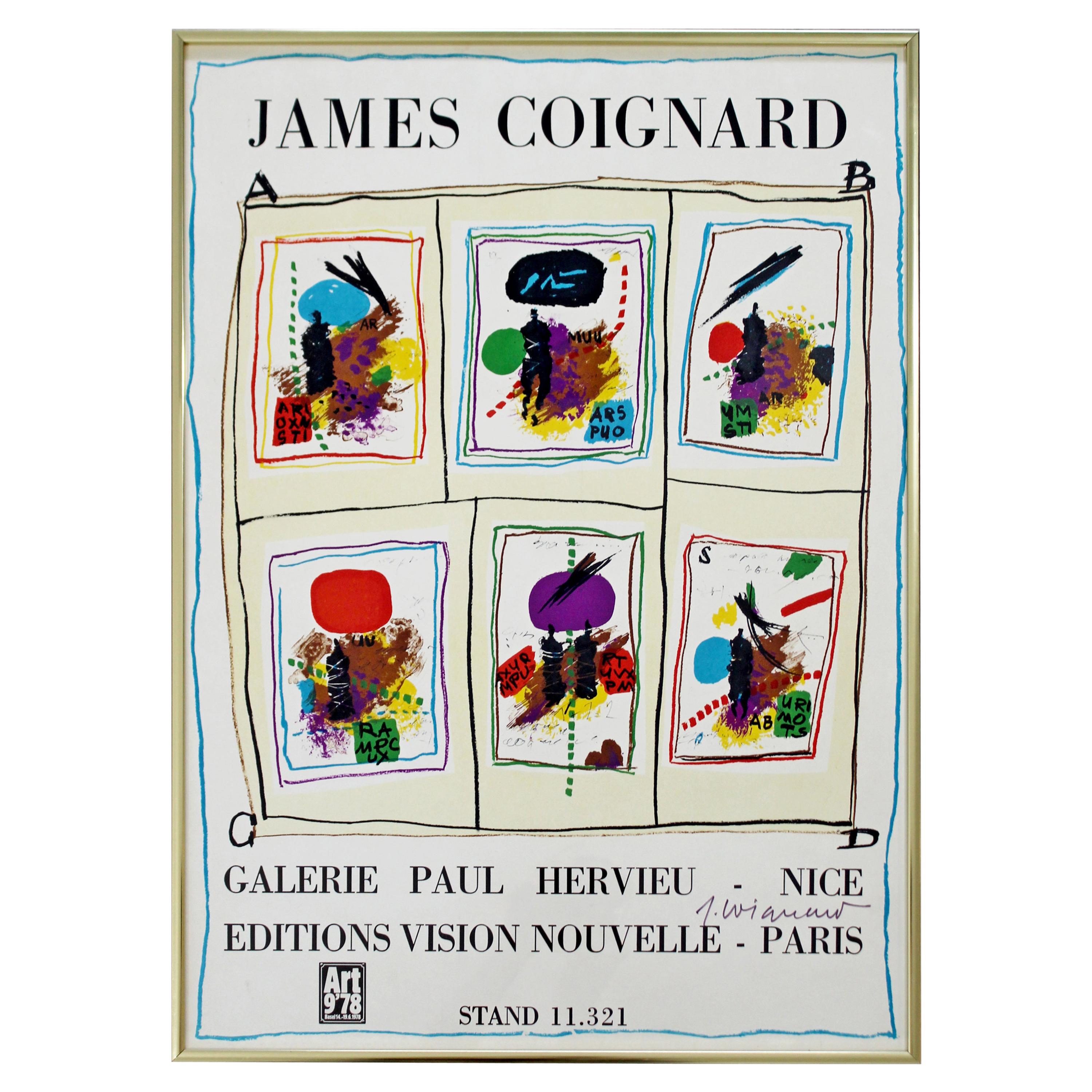 Mid-Century Modern Framed Art Poster Signed by James Coignard, 1978 For Sale