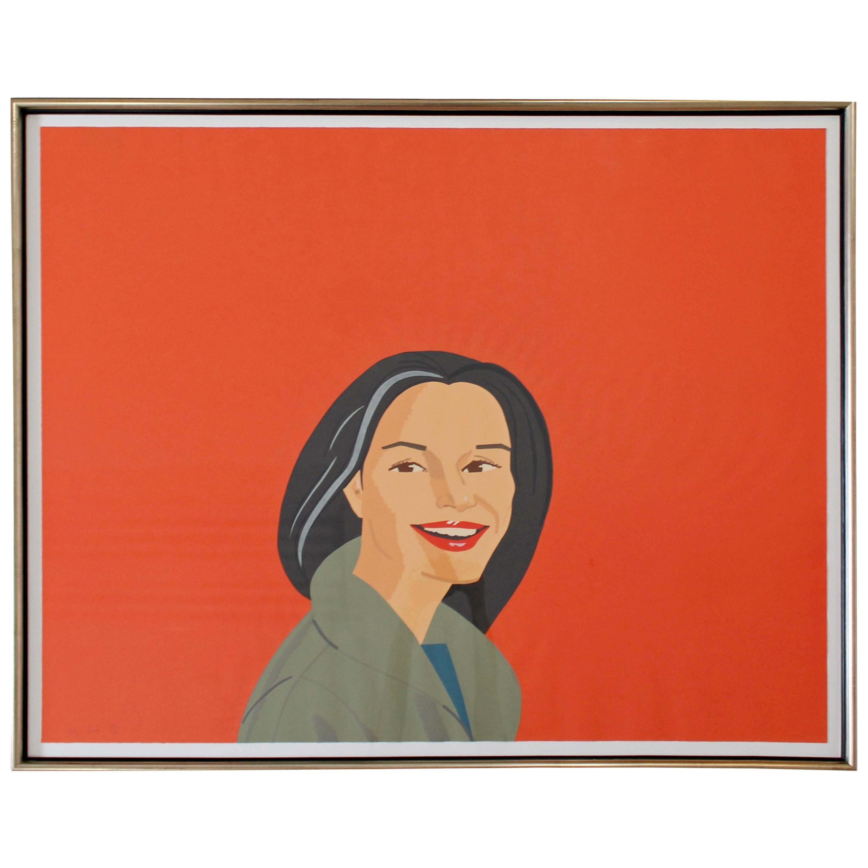 Mid-Century Modern Framed Big Red Smile Signed Alex Katz Numbered 32/40