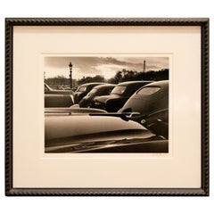 Mid-Century Modern Framed Black and White ‘Cars’ Photograph Signed Willy Ronis