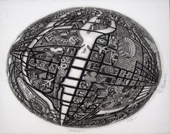 Mid-Century Modern Framed Bruce McCombs Metropolis Signed Etching 24/200