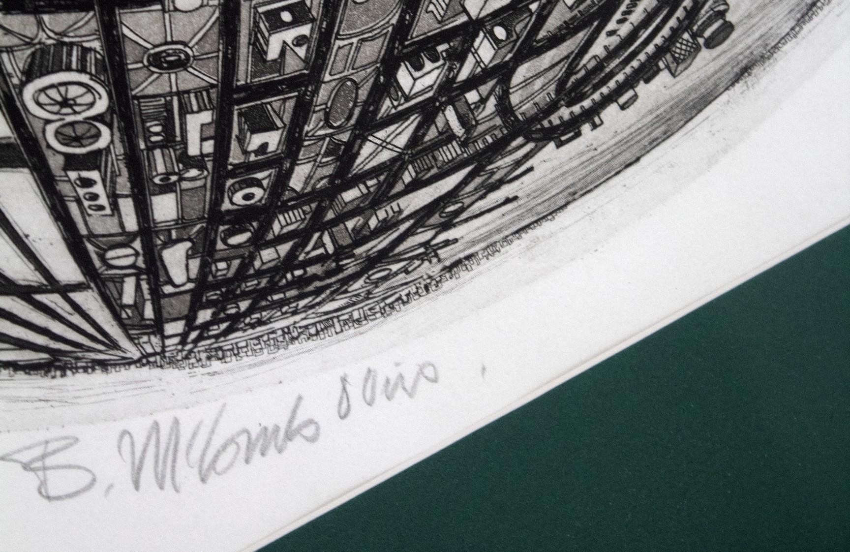 Mid-Century Modern Framed Bruce McCombs Metropolis Signed Etching 24/200 1