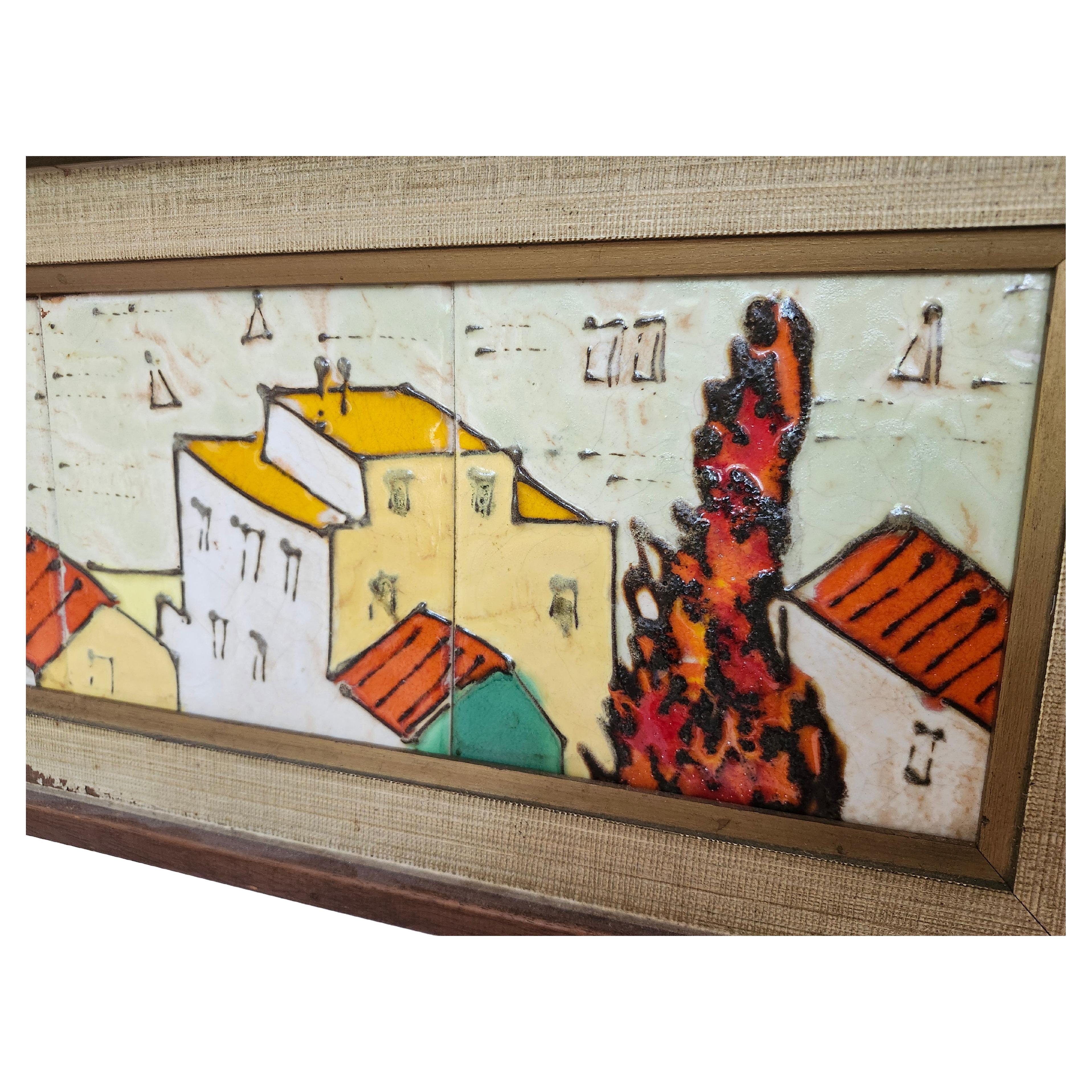 Composición de azulejos cerámicos modernos de mediados de siglo enmarcada por Harris Strong C1965 Moderno de mediados de siglo en venta