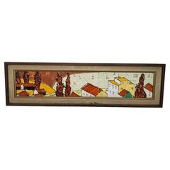 Mid Century Modern Framed Ceramic Art Tile Composition by Harris Strong C1965