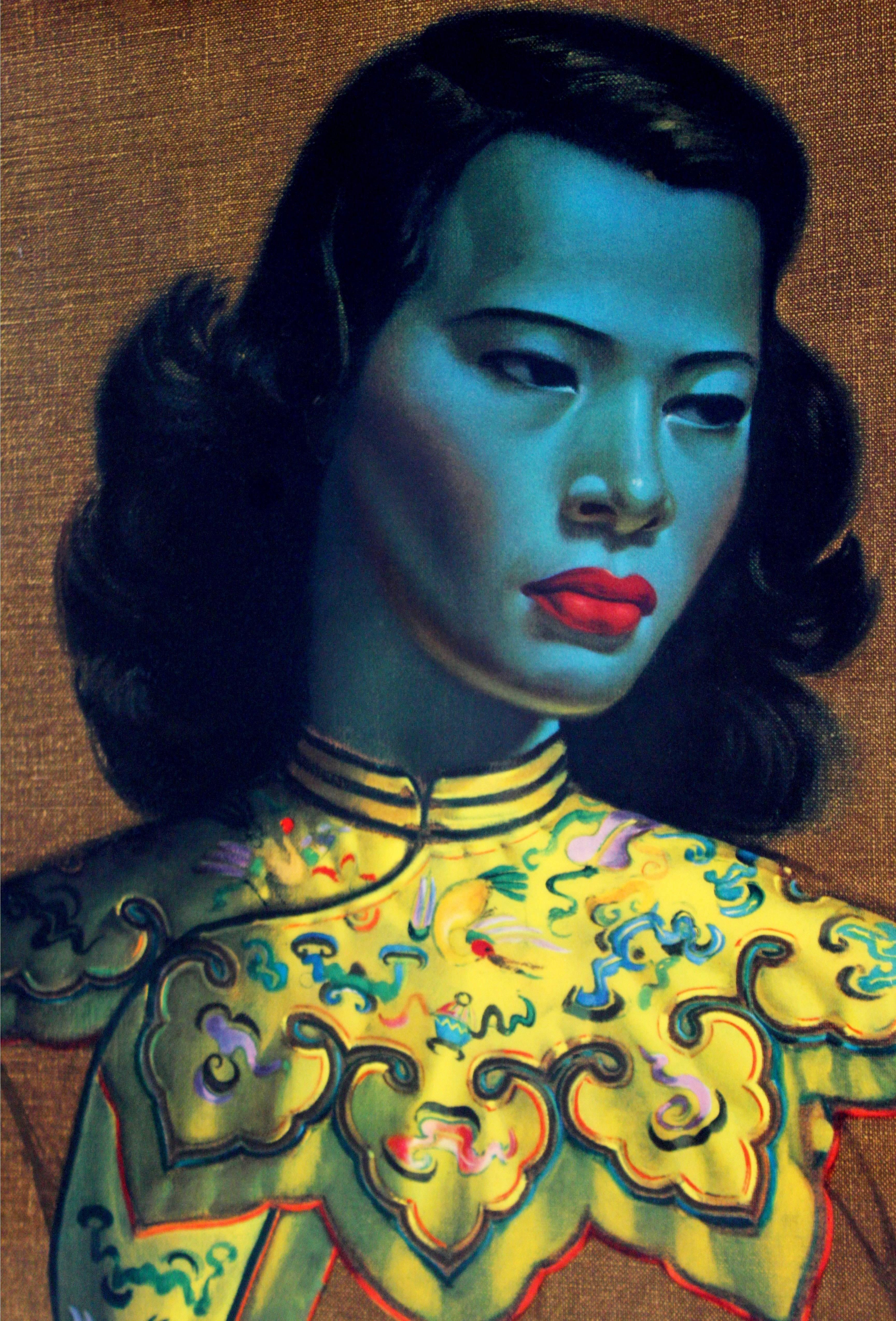 Mid-Century Modern Framed Chinese Girl Painting Vladimir Tretchikoff, 1952 In Good Condition In Keego Harbor, MI