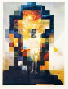 Mid Century Modern Framed Abraham Lincoln After Salvador Dali Embossed Litho 70s