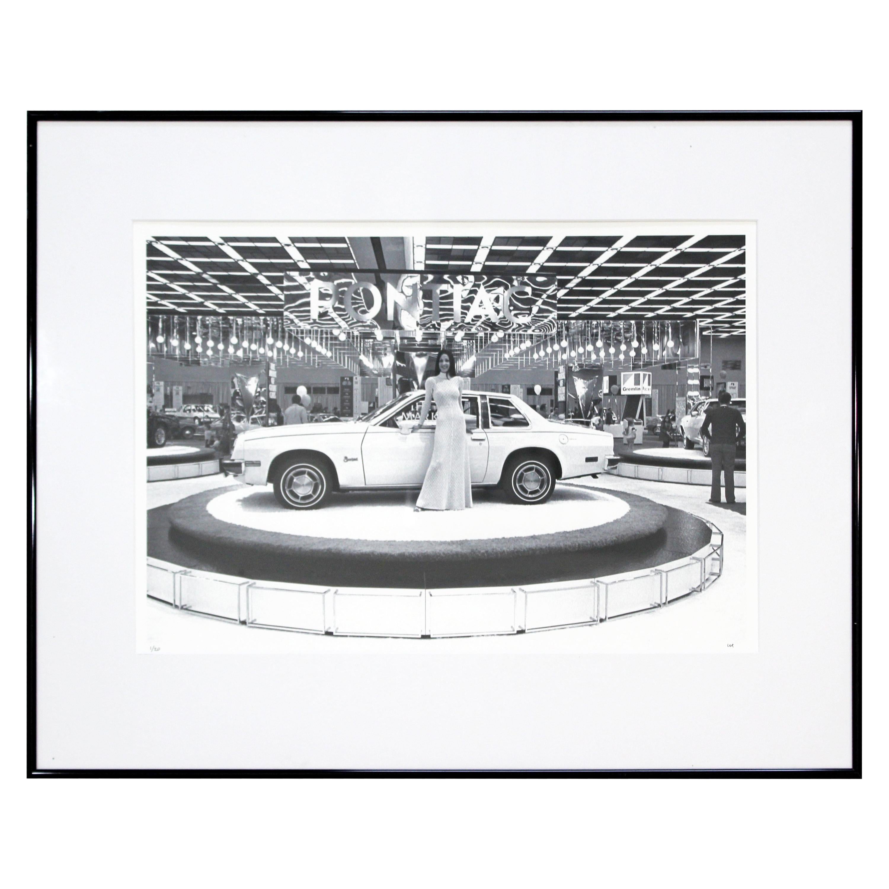 Mid-Century Modern Framed Detroit Auto Show Photograph Signed Bill Rauhauser