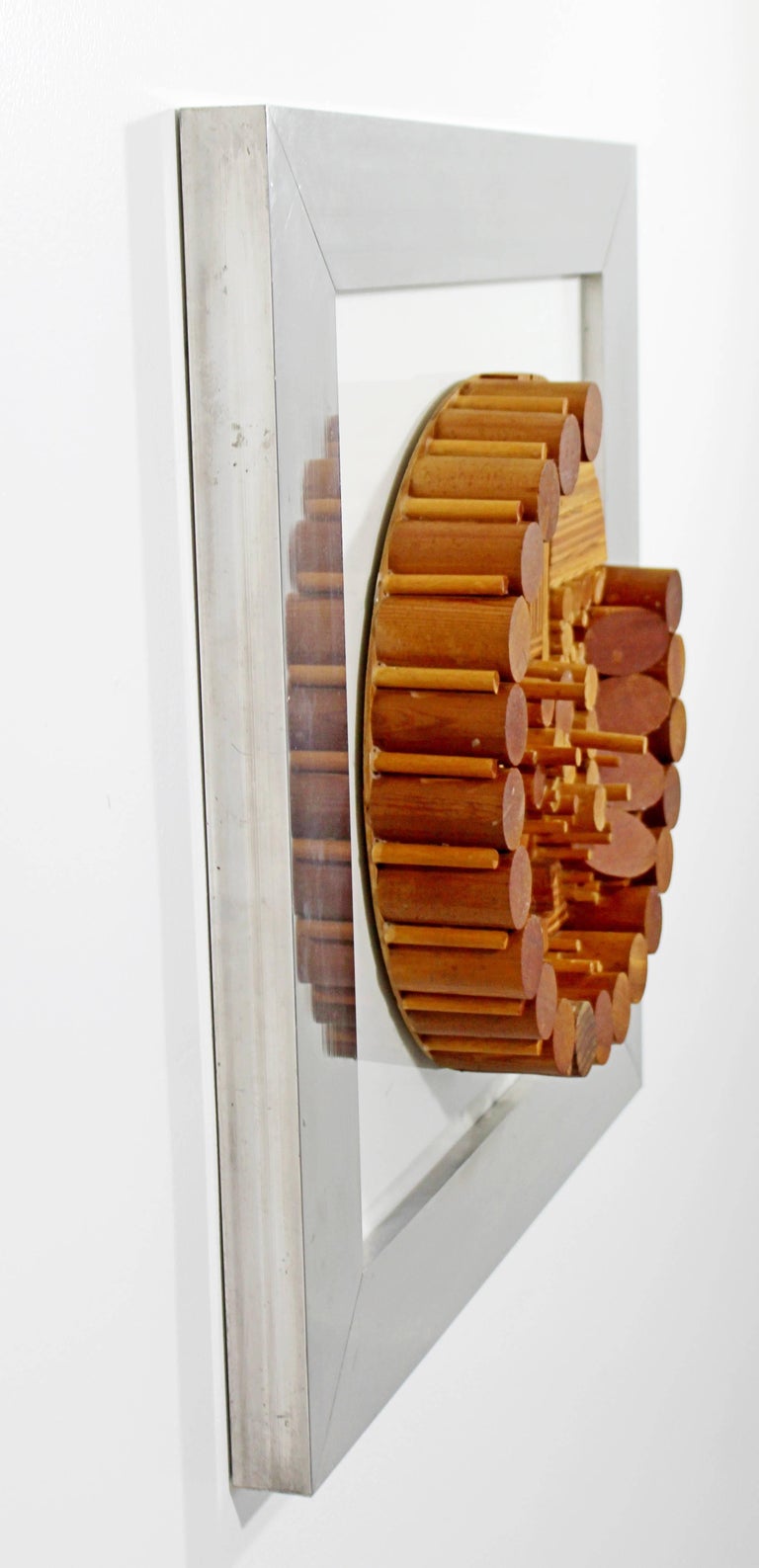 MidCentury Modern Framed Dimensional Wood Wall Art Sculpture Greg