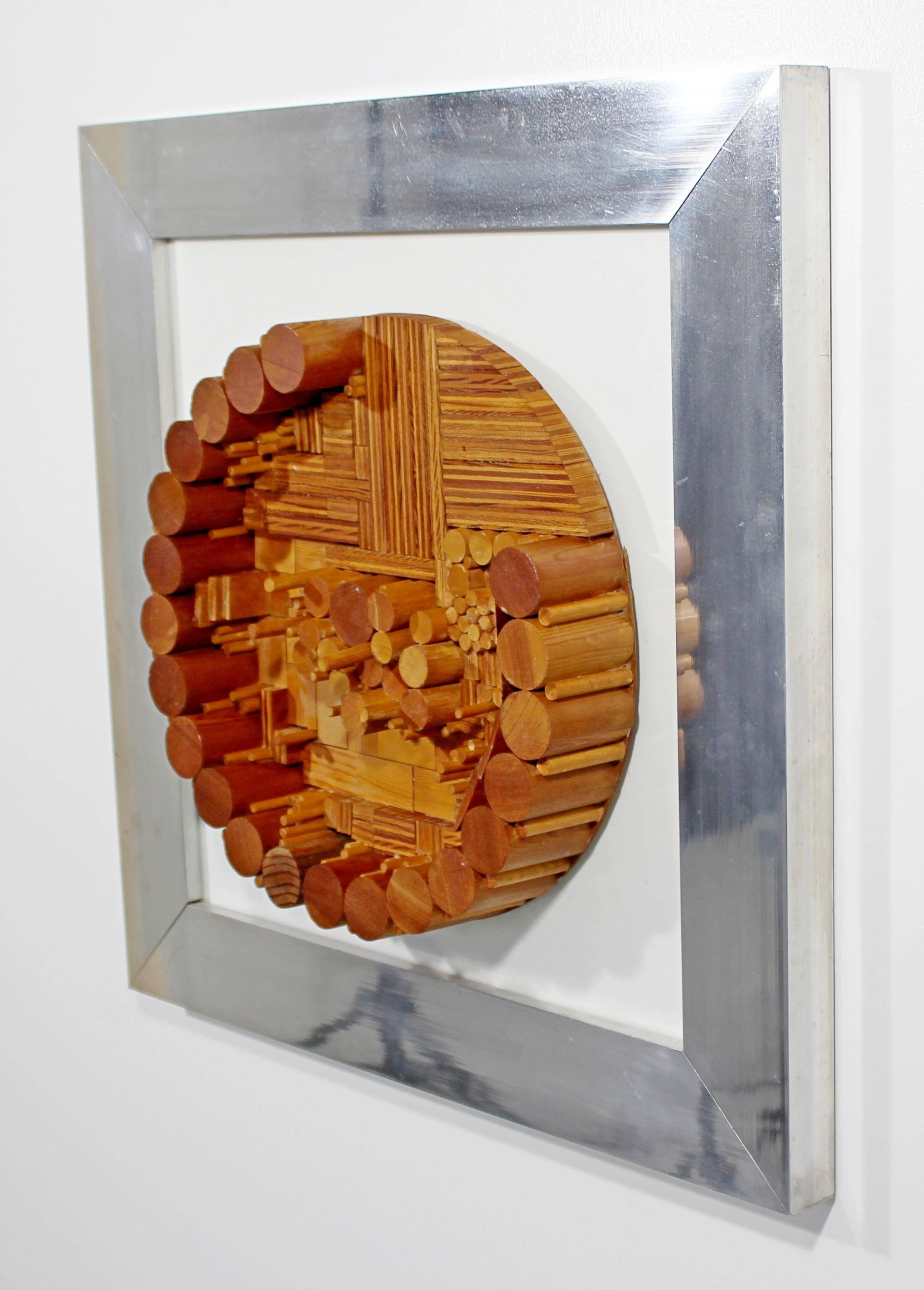 American Mid-Century Modern Framed Dimensional Wood Wall Art Sculpture Greg Copeland