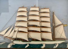 Mid-Century Modern Framed Diorama of Swedish Ship Condor