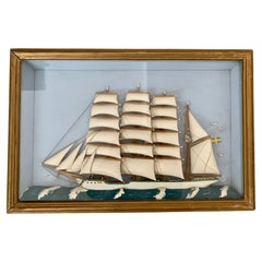 Mid-Century Modern Framed Diorama of Swedish Ship Condor