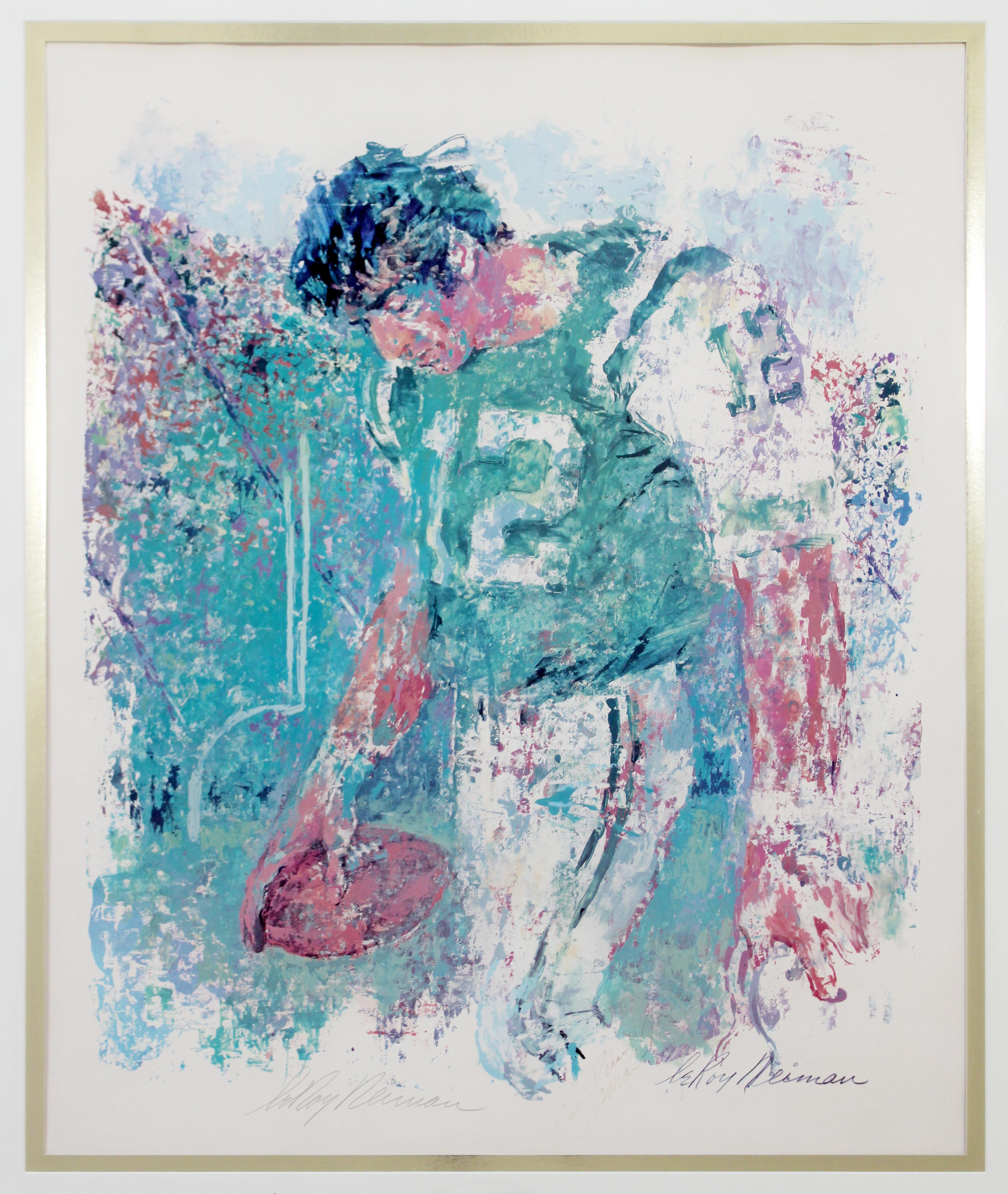 For your consideration is a magnificent, framed lithograph of Joe Namath, Dual signed by Leroy Neiman and Joe Namath. In excellent condition. The dimensions of the frame are 31