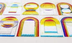 Mid-Century Modern Framed Edward Giobbi Signed Pastel Pencil Index Cards, 1960s