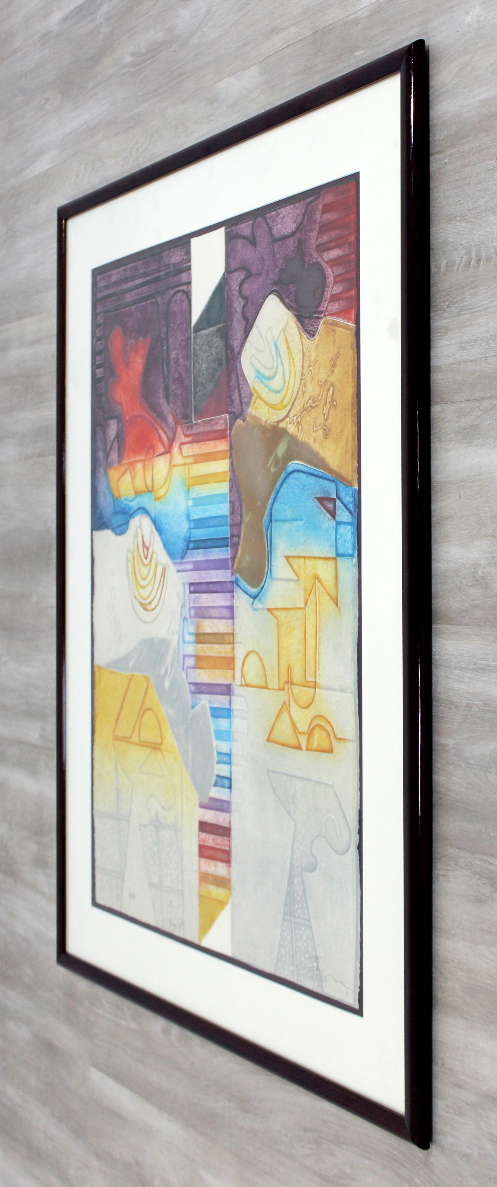 Mid-Century Modern Framed Embossed Etching Signed Gerard Fitremann 53/90, 1980s In Good Condition In Keego Harbor, MI