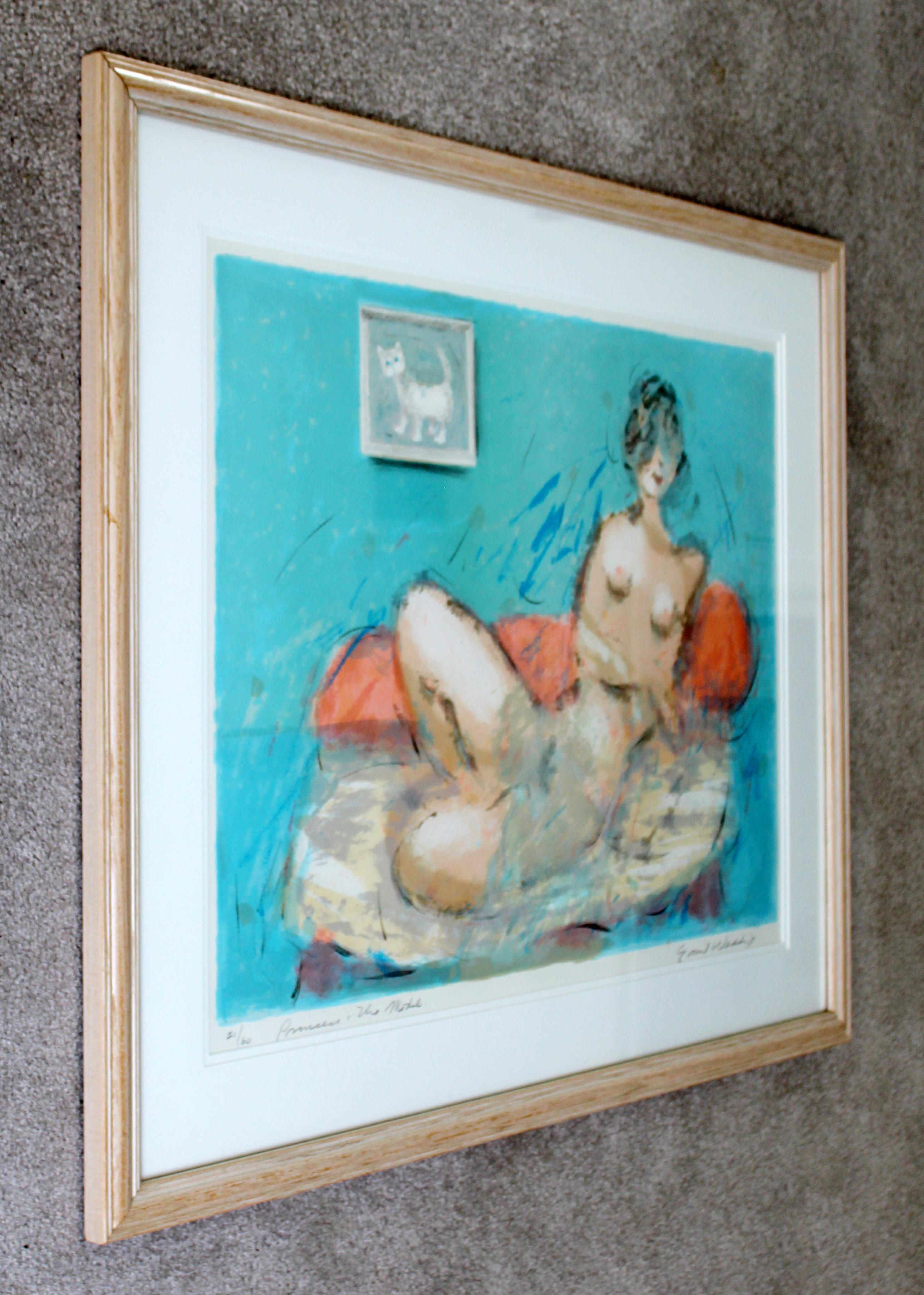Mid-Century Modern Framed Emil Weddige Signed Lithograph of Reclining Nude 21/60 In Good Condition In Keego Harbor, MI