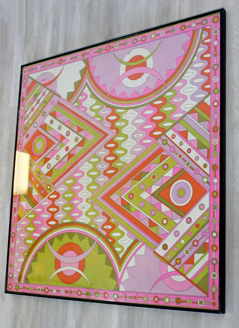 MidCentury Modern Framed Emilio Pucci Silk Scarf Textile