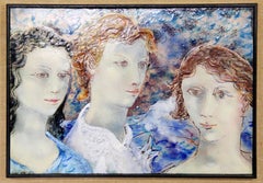 Mid-Century Modern Framed Enamel Art Signed by Richard Loving, Dated 1957