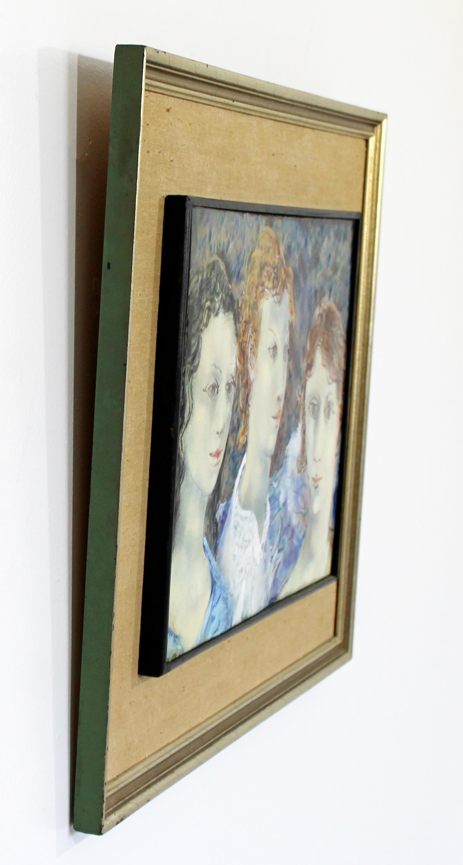 American Mid-Century Modern Framed Enamel Art Signed by Richard Loving, Dated 1957