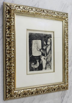 Mid-Century Modern Framed Etching Signed by Marc Chagall 1930s Dove of the Ark