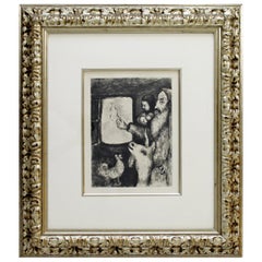 Mid-Century Modern Framed Etching Signed by Marc Chagall 1930s Dove of the Ark