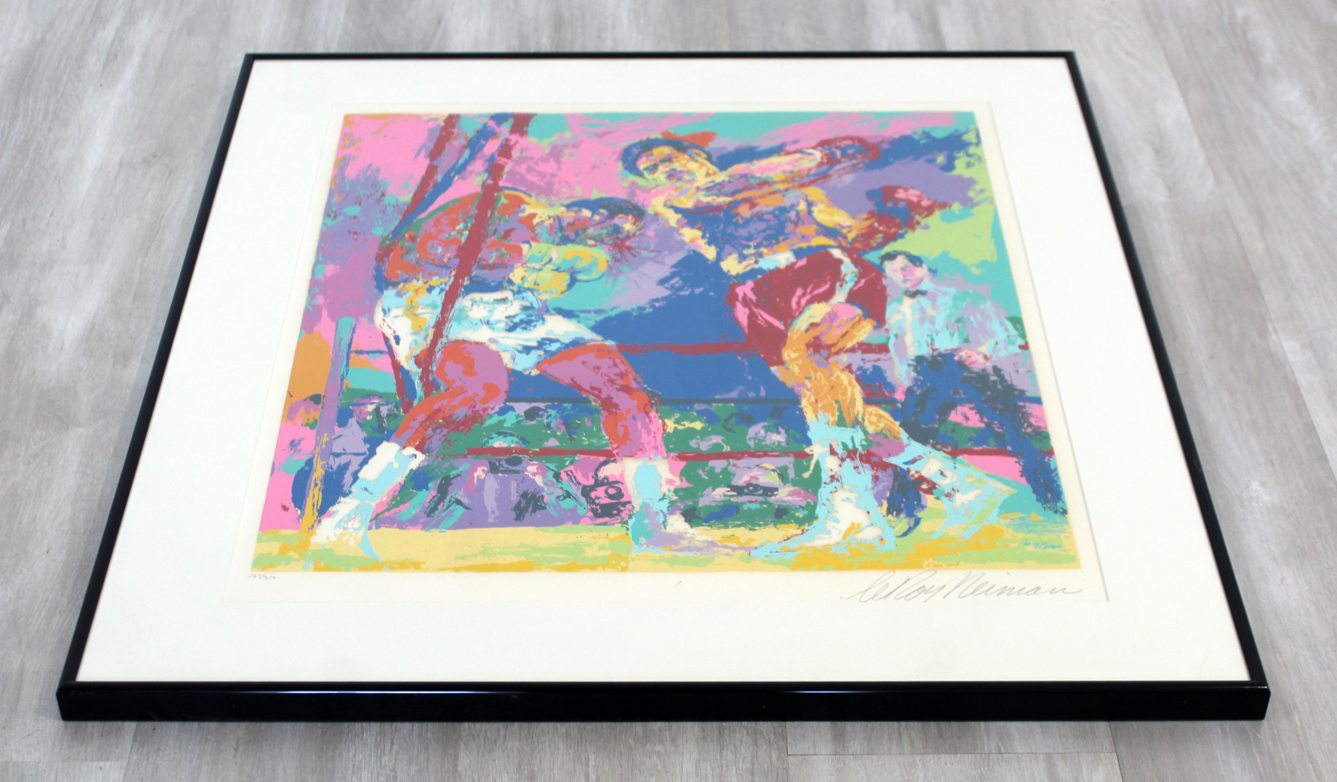 American Mid-Century Modern Framed Frazier Foreman Litho Signed Leroy Neiman 265/300 70s