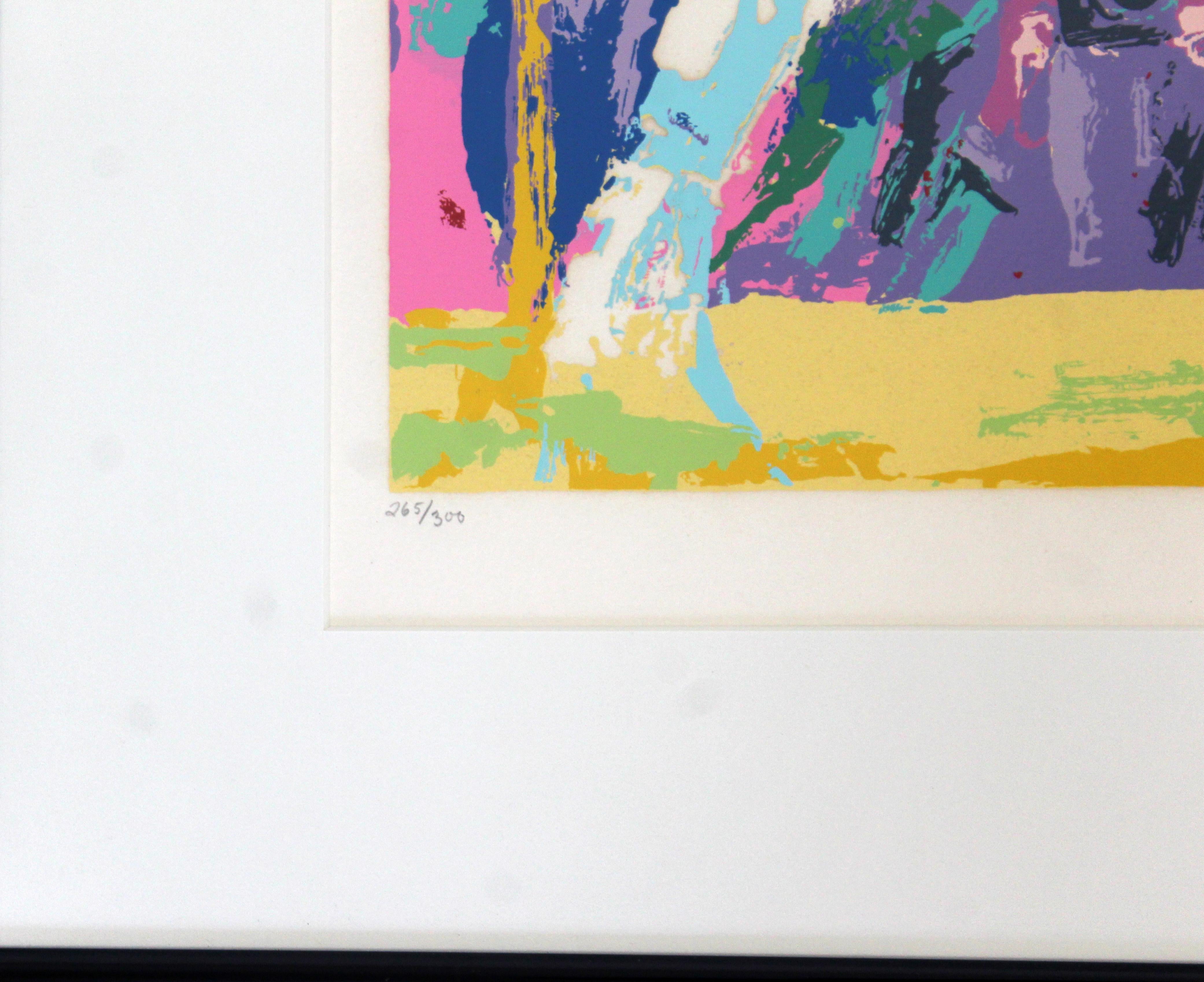 Mid-Century Modern Framed Frazier Foreman Litho Signed Leroy Neiman 265/300 70s In Good Condition In Keego Harbor, MI