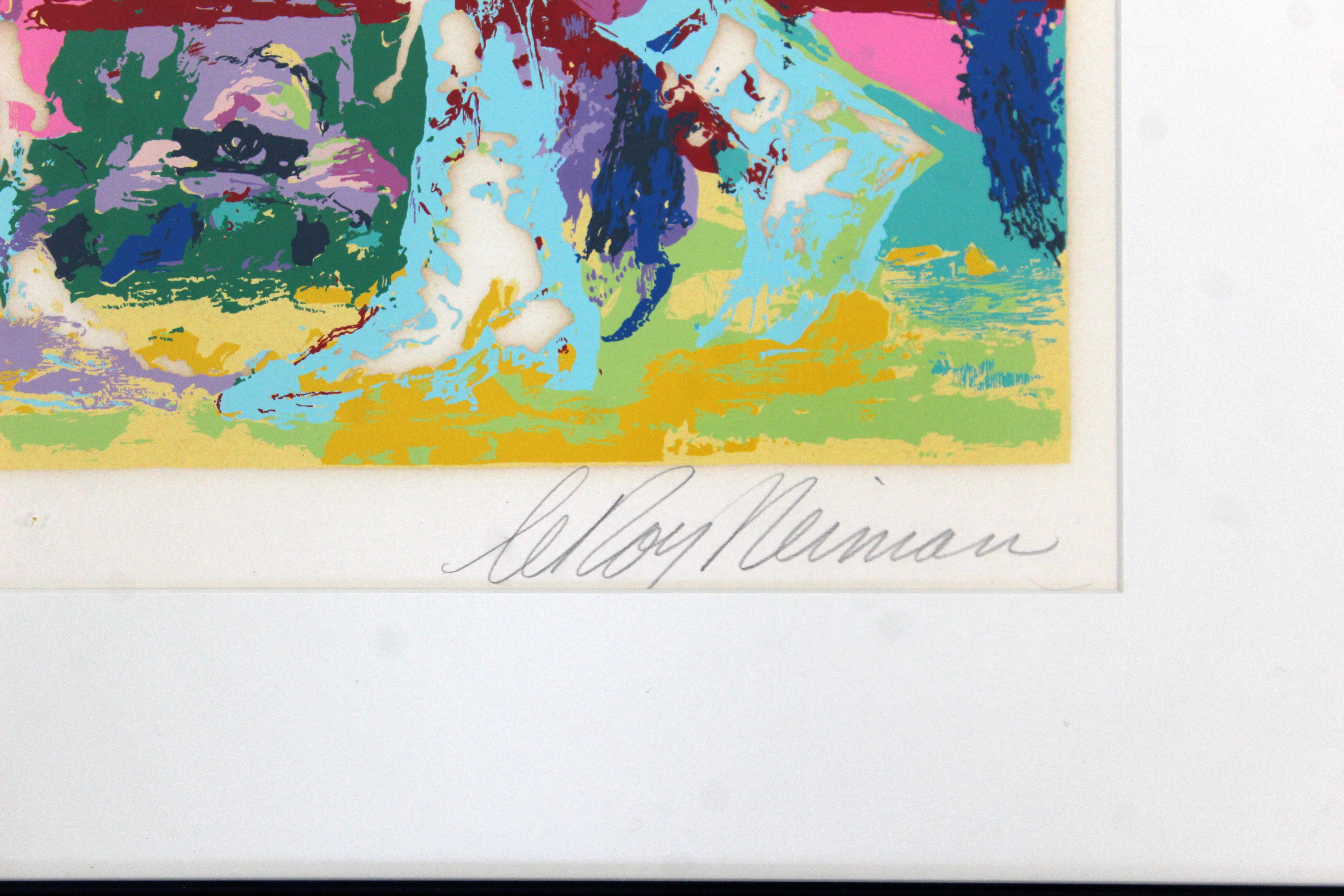 Late 20th Century Mid-Century Modern Framed Frazier Foreman Litho Signed Leroy Neiman 265/300 70s