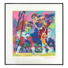 Cadre moderne du milieu du siècle Frazier Foreman Litho signé Leroy Neiman 265/300 70s