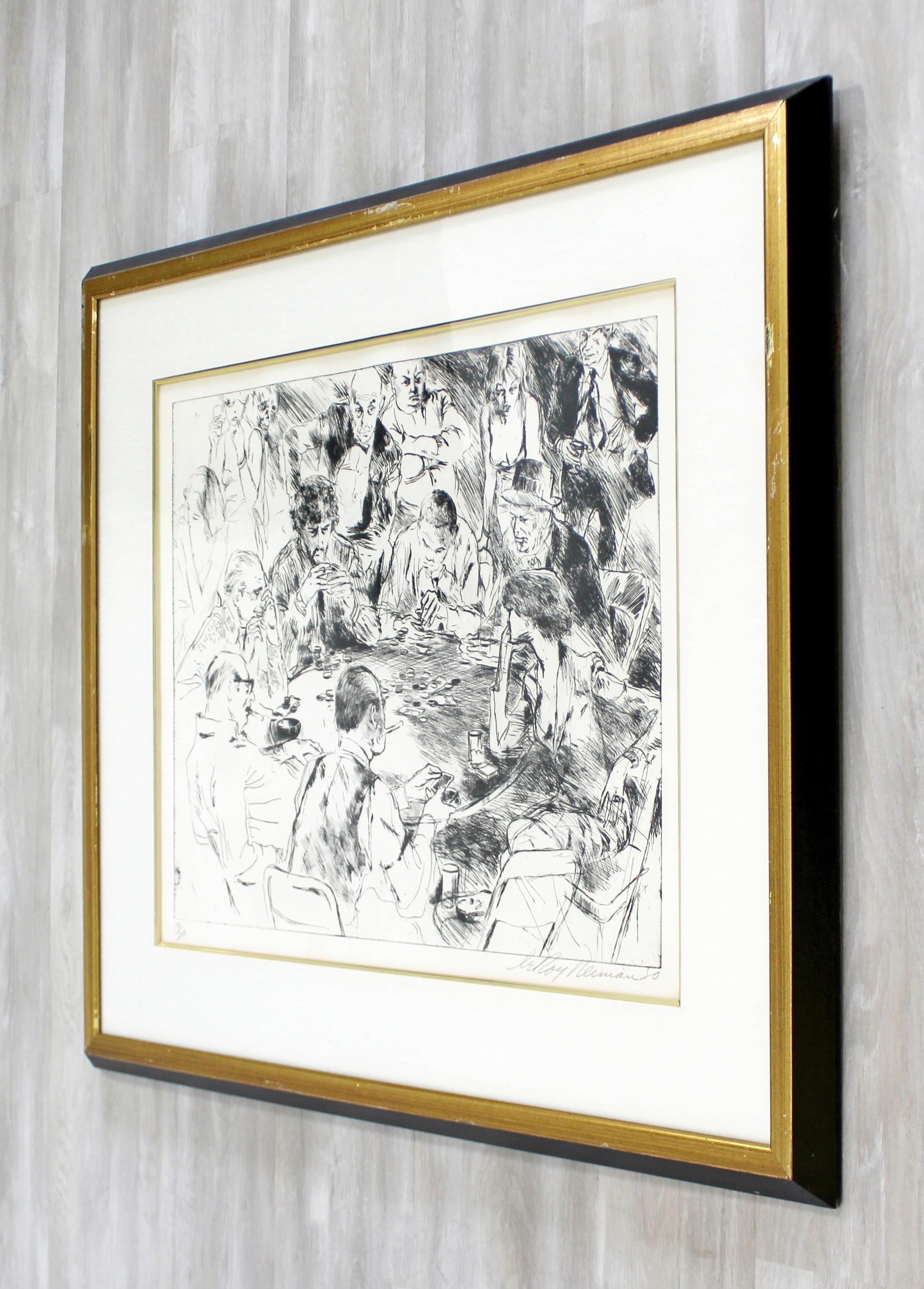 Mid-Century Modern Framed Game of Life Etching Signed Leroy Neiman 191/250 In Good Condition In Keego Harbor, MI